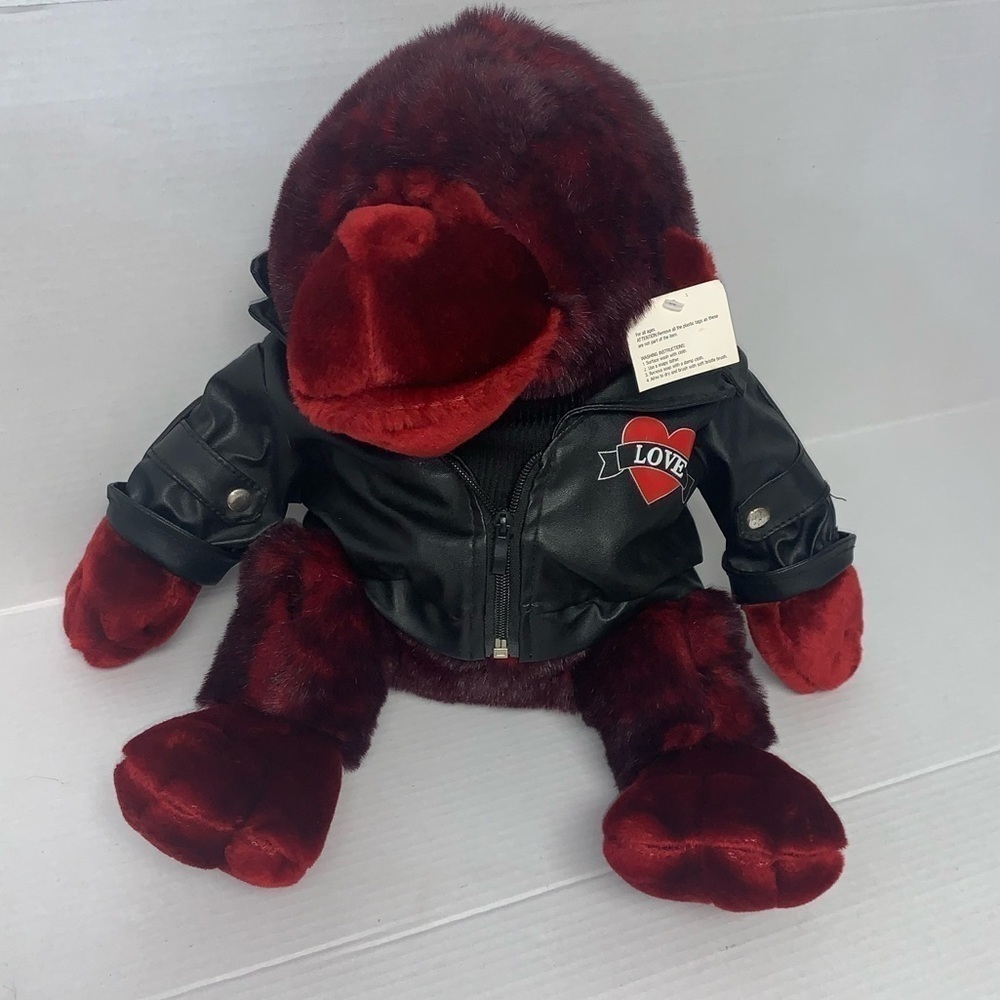 Dan Dee 21" Gorilla Burgundy Moto Jacket Valentine Stuffed Animal Ape